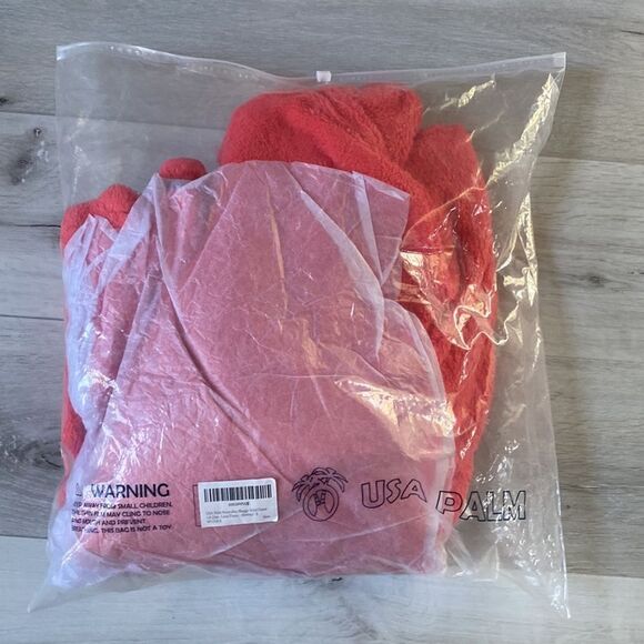 USA Palm Reversible Light Sherpa 1/4Zips Shaggy Solid Fleece Lava Abstract S Nwt - Picture 5 of 7